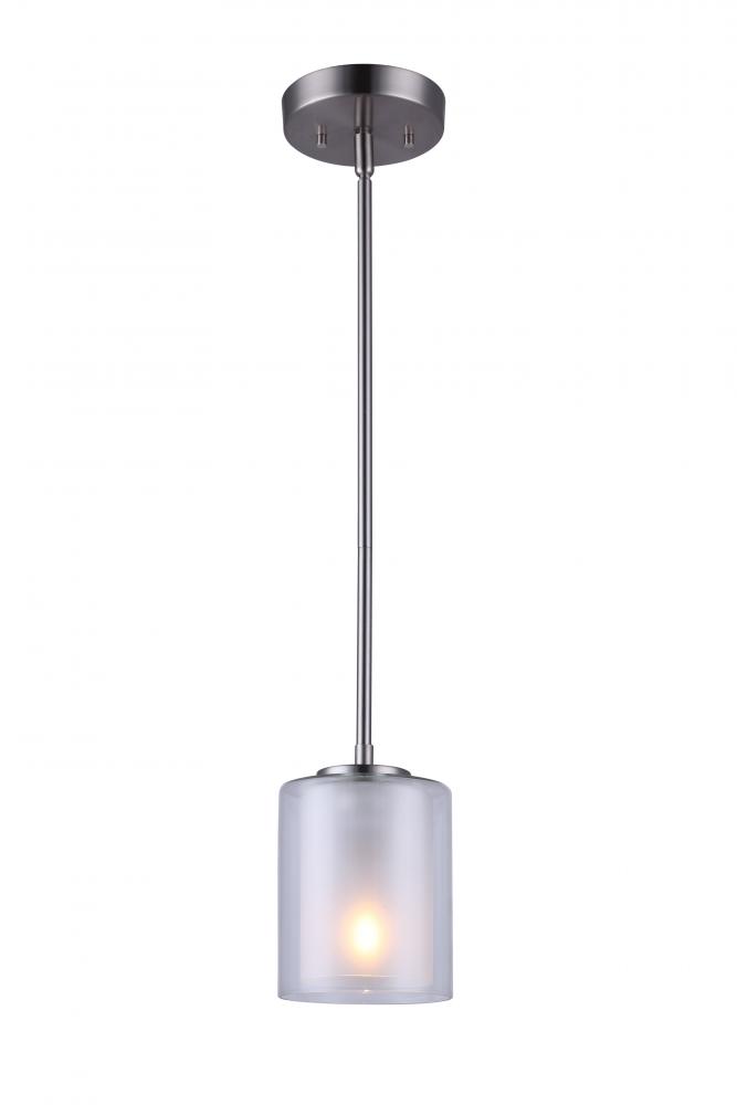 BAY, 1 Lt Rod Pendant, Frosted&Clear Glass, 100W Type A, 5 &#34;x 10-58&#34;