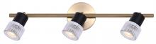 Canarm IT1161A03BKG10 - ELSEE 3 Light 23 in. Ceiling/Wall Matte Black and Gold Track Light Kit with Clear Ribbed Glass Shade