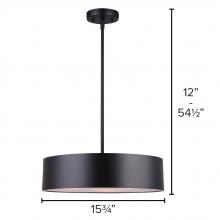 Canarm IPL318A03BK16 - Dexter 3 Light Pendant, Black Finish