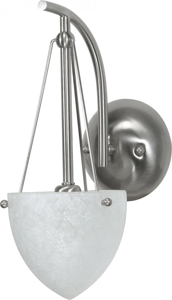 1-Light 6&#34; Wall Mounted Vanity Fixture in Brushed Nickel Finish with Water Spot Glass