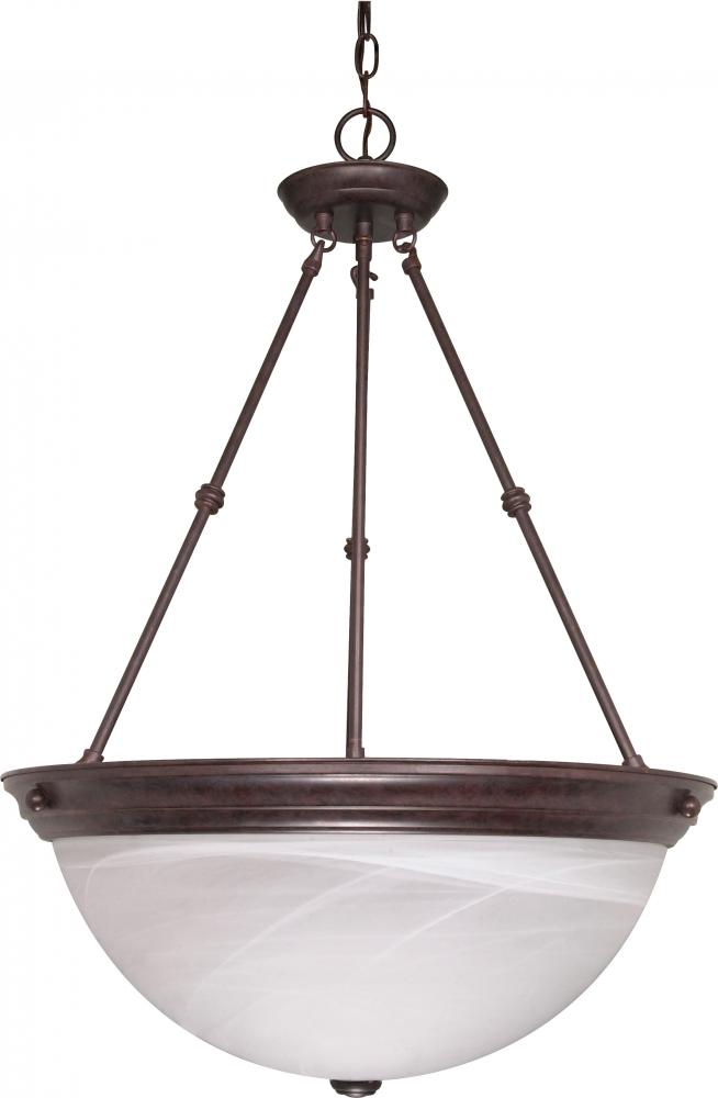 3 Light - 20&#34; Pendant with Alabaster Glass - Old Bronze Finish