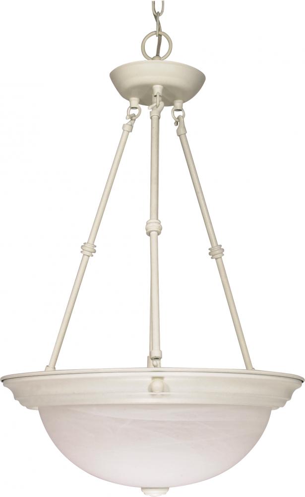 3-Light 15&#34; Hanging Pendant Light Fixture in Textured White Finish with Alabaster Glass