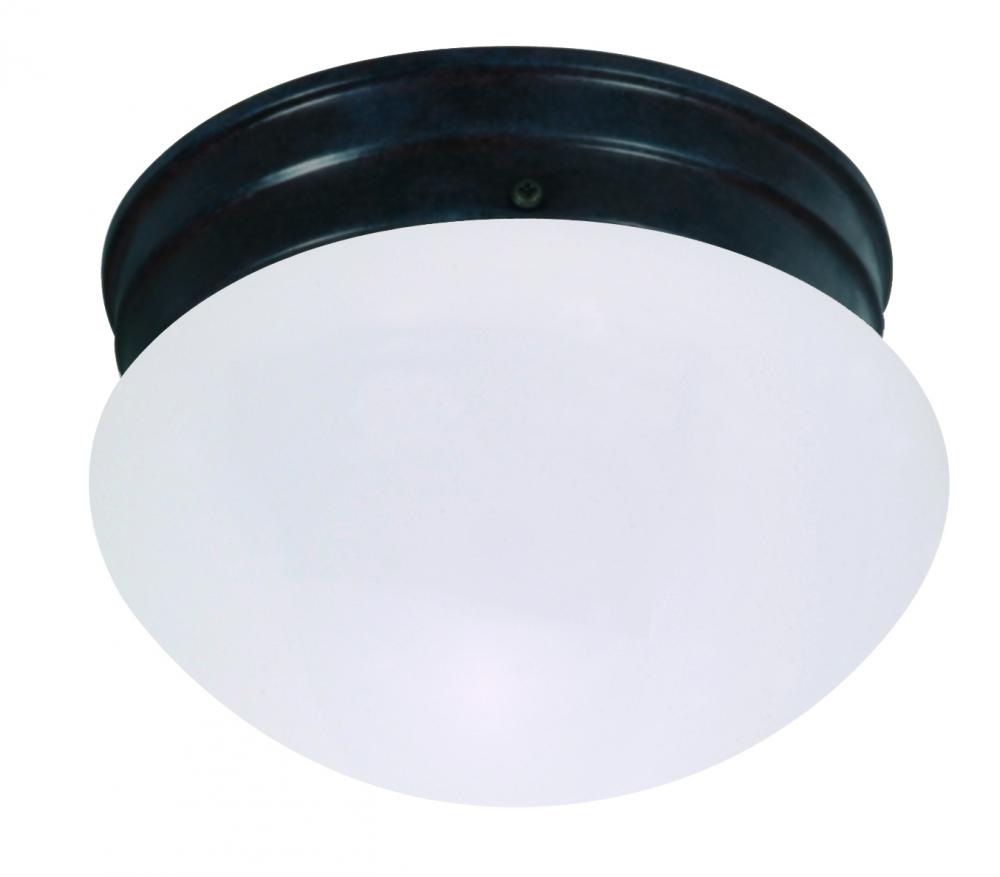 1 Light - 8&#34; Flush with Frosted Glass - Mahogany Bronze Finish