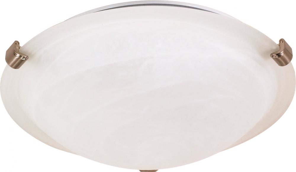 1 Light - 12&#34; Flush with Alabaster Glass - Brushed Nickel Finish