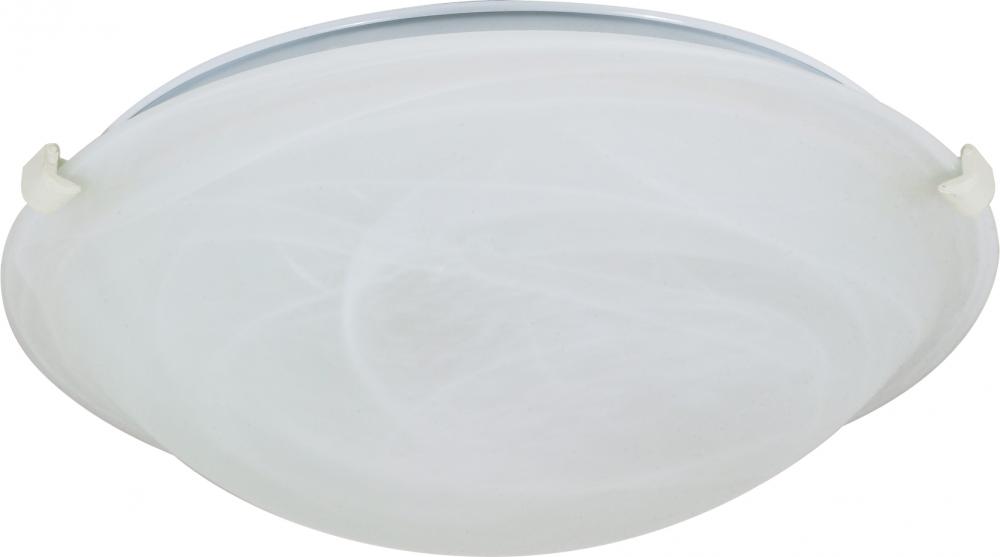 1 Light - 12&#34; Flush with Alabaster Glass - Textured White Finish