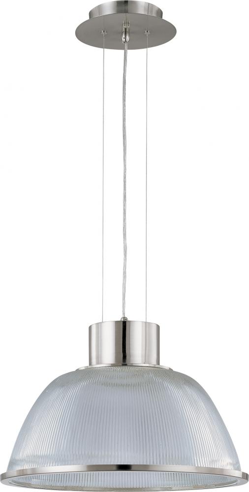 1-Light 20&#34; Pendant Light Fixture in Brushed Nickel Finish with Clear Prismatic Glass