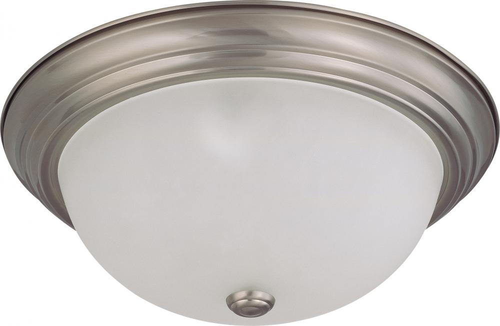 3 Light - 15&#34; Flush with Frosted White Glass - Brushed Nickel Finish