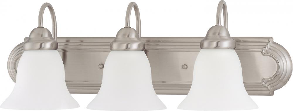 Ballerina - 3 Light 24&#34; Vanity with Frosted White Glass - Brushed Nickel Finish