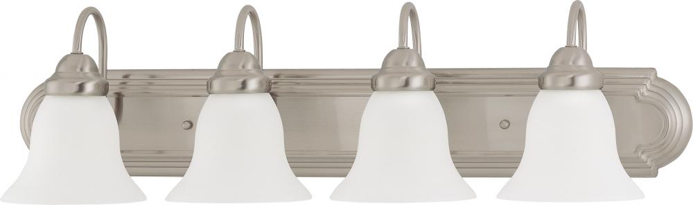 Ballerina - 4 Light 30&#34; Vanity with Frosted White Glass - Brushed Nickel Finish