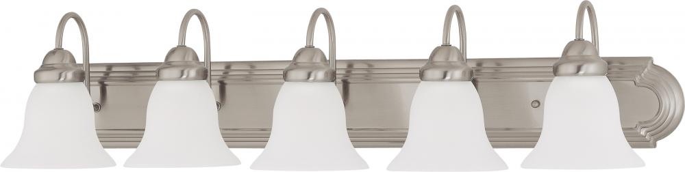 Ballerina - 5 Light 36&#34; Vanity with Frosted White Glass - Brushed Nickel Finish