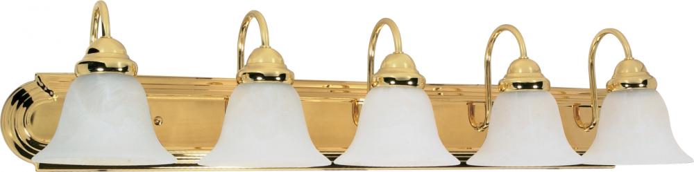 Ballerina - 5 Light 36&#34; Vanity with Alabaster Glass - Polished Brass Finish