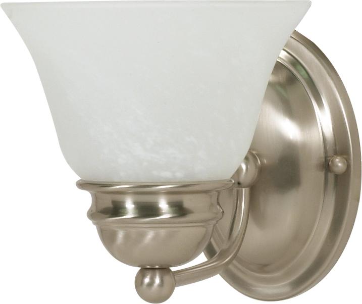 Empire - 1 Light 7&#34; Vanity with Alabaster Glass - Brushed Nickel Finish