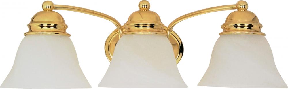Empire - 3 Light 21&#34; Vanity with Alabaster Glass - Polished Brass Finish
