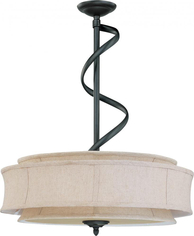 Darwin ES - 3 Light Pendant w/ Natural Linen Shade - (3) 13w GU24 Lamps Included
