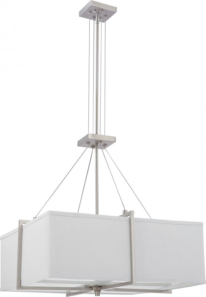 Logan ES - 2 Light Square Pendant w/ Slate Gray Fabric Shade- (2) 13w GU24 Lamps Incl.