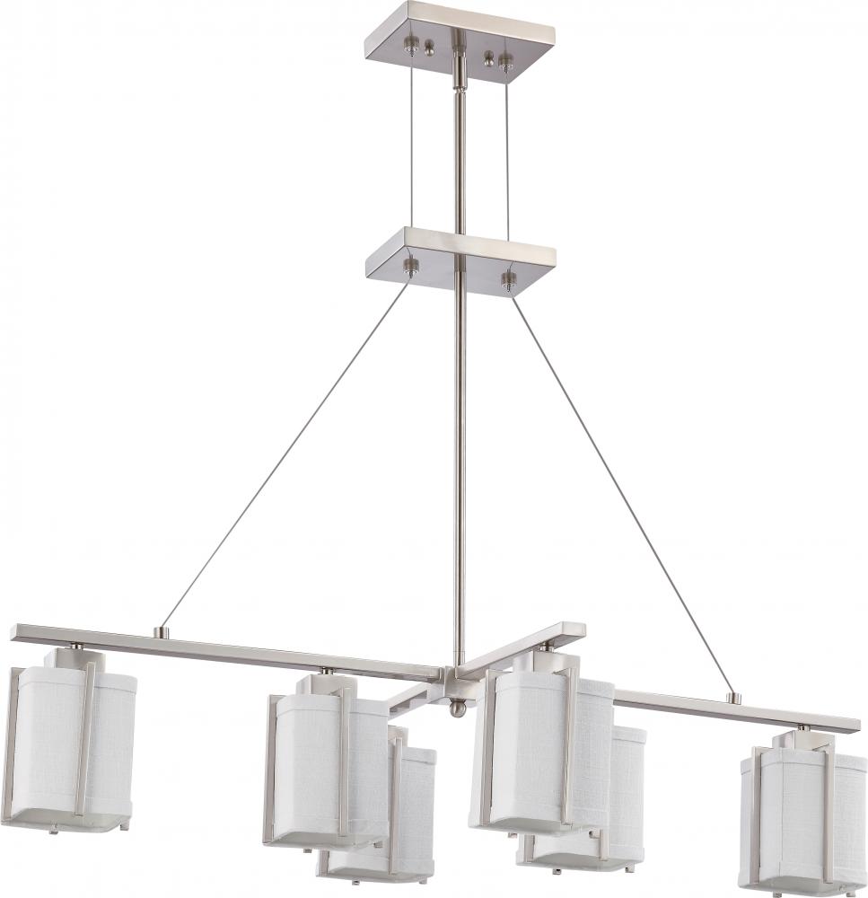 Logan ES - 6 Light Island Pendant w/ Slate Gray Fabric Shade - (6) 13 GU24 Lamps Incl.