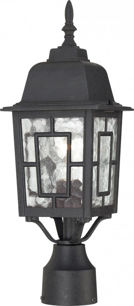 Banyan - 1 Light 17&#34; Post Lantern with Clear Water Glass - Textured Black Finish