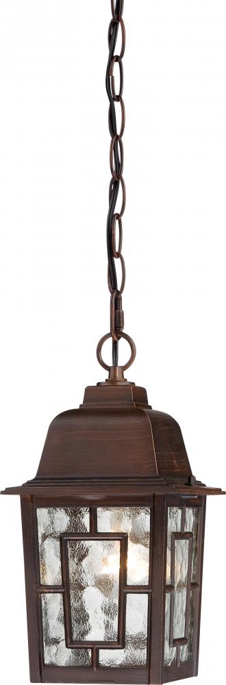 Banyan - 1 Light 11&#34; Hanging Lantern with Clear Water Glass - Rustic Bronze Finish