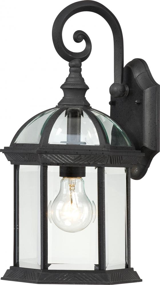Boxwood - 1 Light 15&#34; Wall Lantern with Clear Beveled Glass - Textured Black Finish