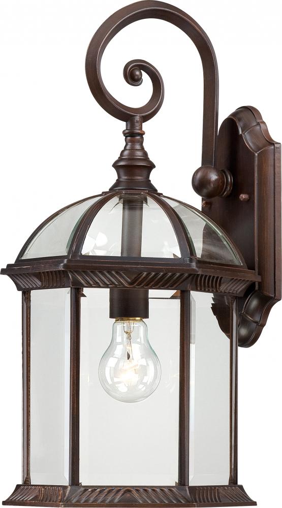 Boxwood - 1 Light 19&#34; Wall Lantern with Clear Beveled Glass - Rustic Bronze Finish