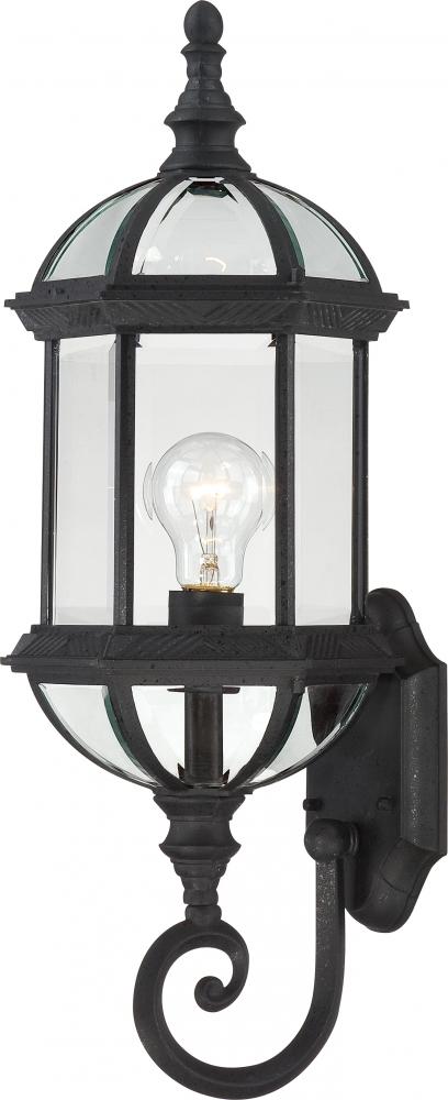 Boxwood - 1 Light 22&#34; Wall Lantern with Clear Beveled Glass - Textured Black Finish