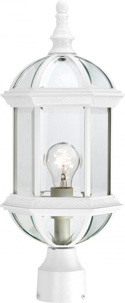 Boxwood - 1 Light 19&#34; Post Lantern with Clear Beveled Glass - White Finish