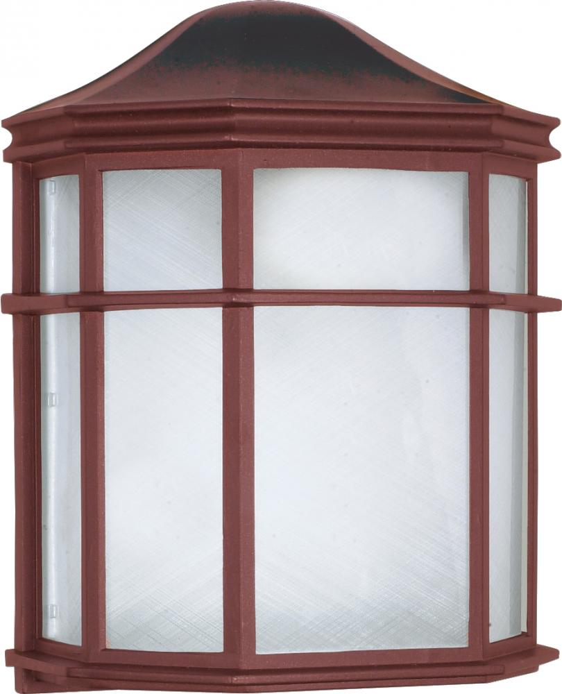 1 Light - 10&#34; Cage Lantern with Linen Acrylic Lens - Old Bronze Finish