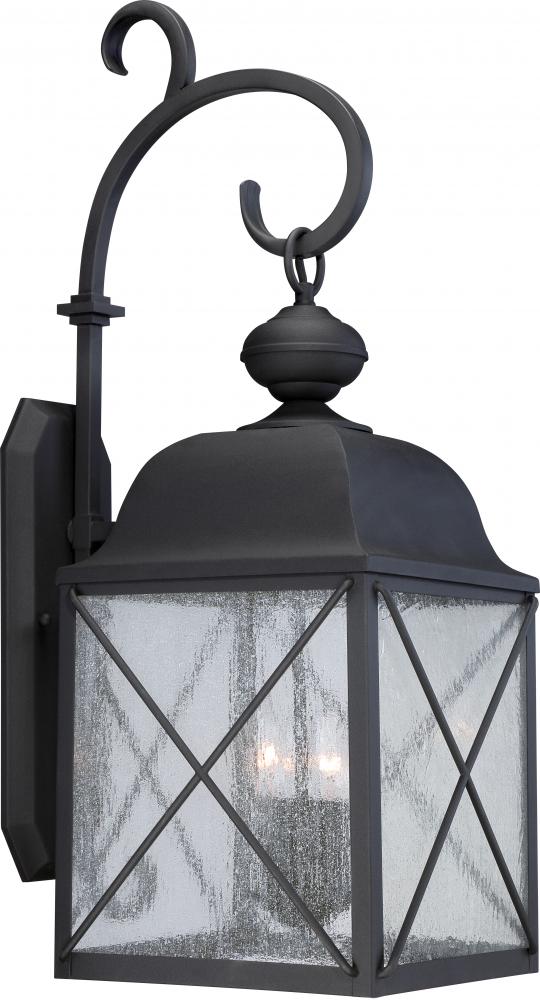 Wingate - 3 Light - 30&#39;&#39; Wall Lantern with Clear Seed Glass - Textured Black Finish