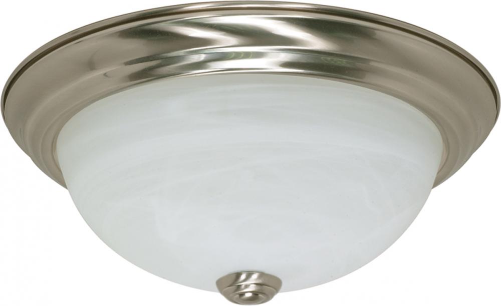 2 Light - 11&#34; - Flush Mount - Alabaster Glass; Color retail packaging