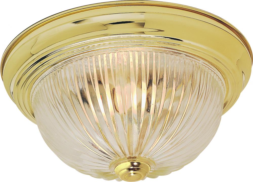 2 Light - 11&#34; - Flush Mount - Clear Ribbed Glass; Color retail packaging