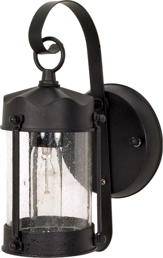 1 Light 11&#34; - Piper Lantern with Clear Seeded Glass - Textured Black Finish