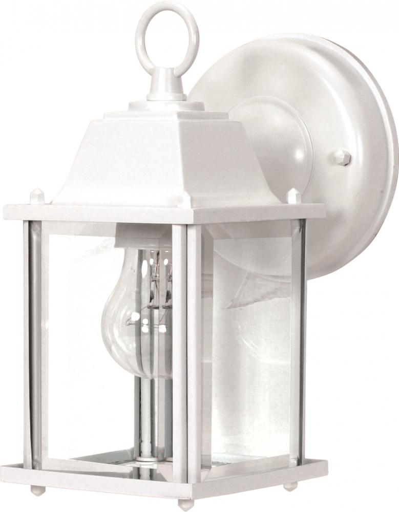 1 Light 9&#34; - Cube Lantern with Clear Beveled Glass - White Finish