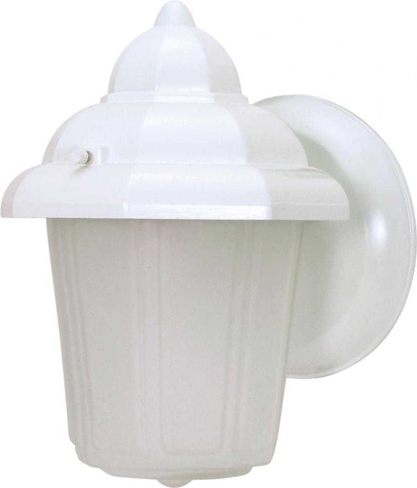 1 Light 9&#34; - Hood Lantern with Satin Frosted Glass - White Finish