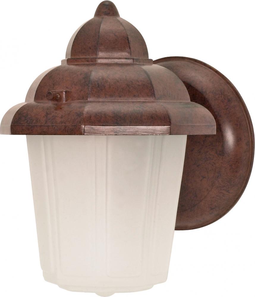 1 Light 9&#34; - Hood Lantern with Satin Frosted Glass - Old Bronze Finish