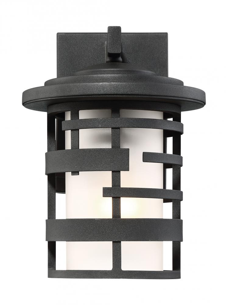 Lansing - 1 Light 10&#34; Wall Lantern with Etched Glass - Textured Black Finish