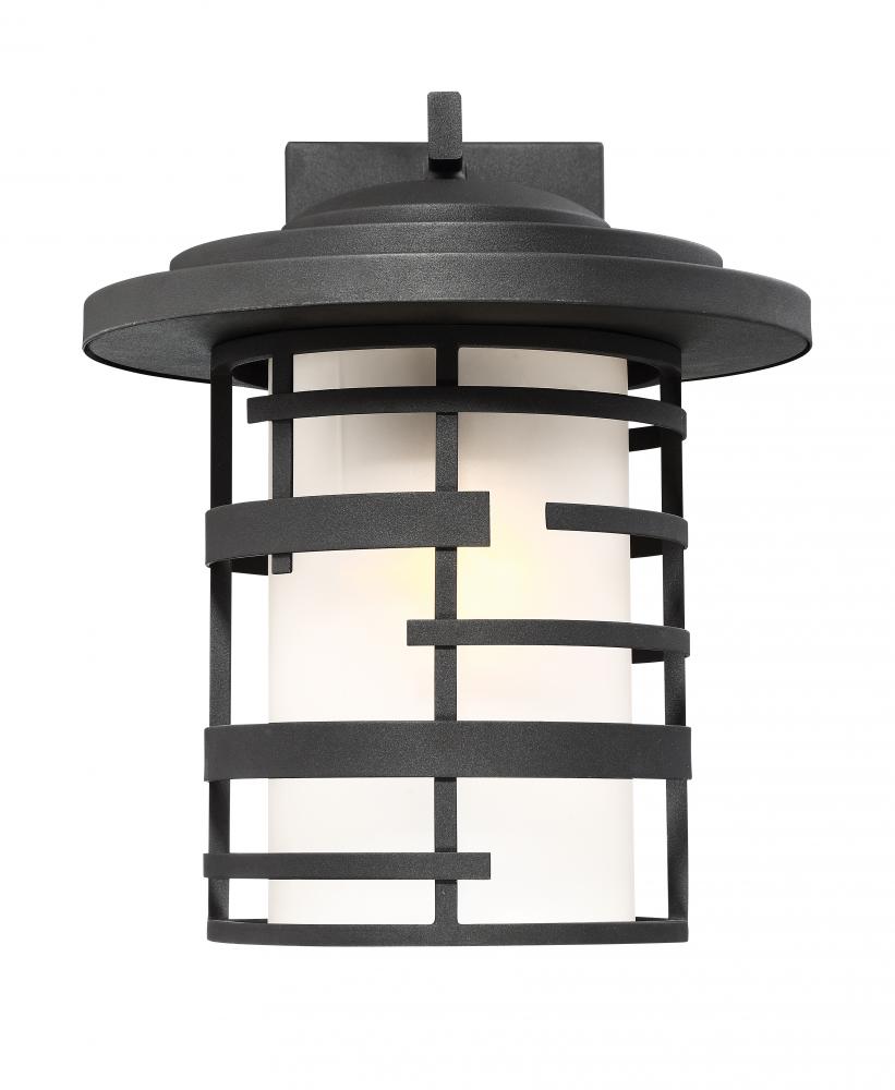 Lansing - 1 Light 14&#34; Wall Lantern with Etched Glass - Textured Black Finish