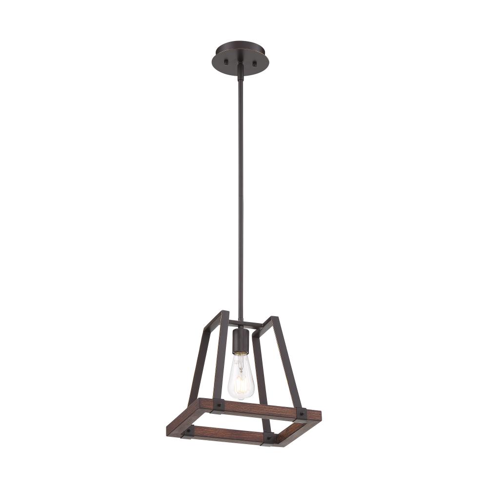 Outrigger - 1 Light Mini Pendant with - Mahogany Bronze and Nutmeg Wood Finish