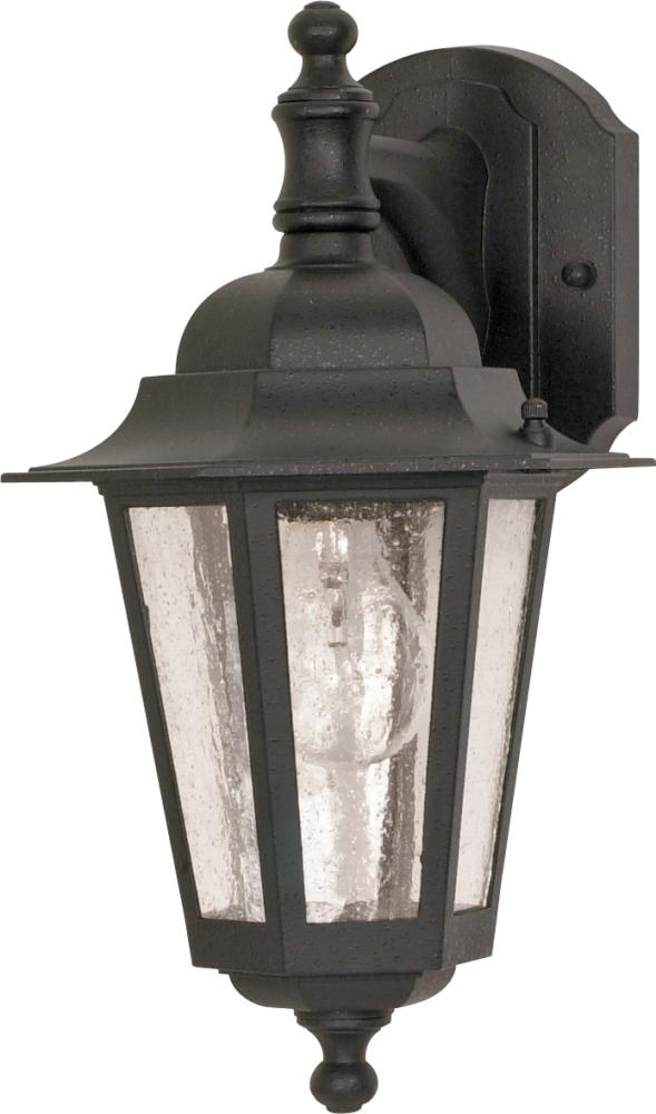 Cornerstone - 1 Light 13&#34; - Wall Lantern Arm Down with Clear Seeded Glass - Textured Black