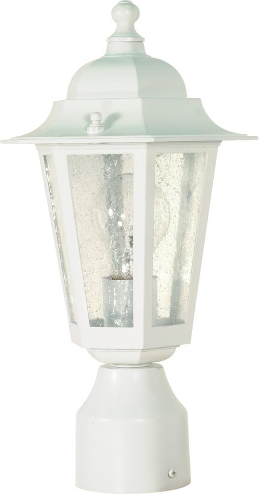 Cornerstone - 1 Light 14&#34; Post Lantern with Clear Seeded Glass - White Finish