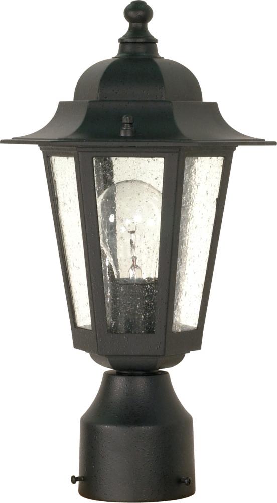 Cornerstone - 1 Light 14&#34; Post Lantern with Clear Seeded Glass - Textured Black Finish