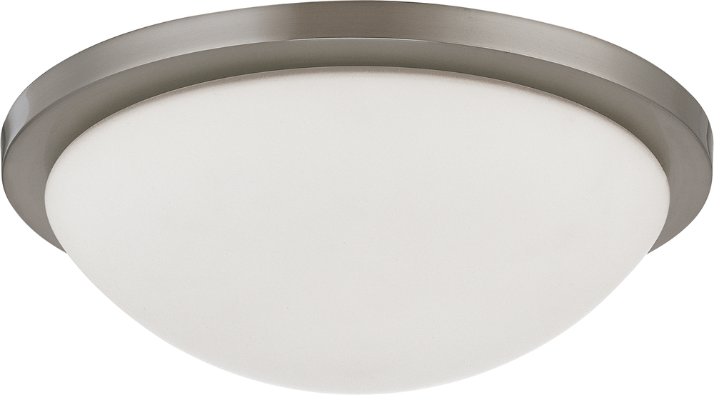 Button LED - 13&#34;- Flush with Frosted Glass - Brushed Nickel Finish