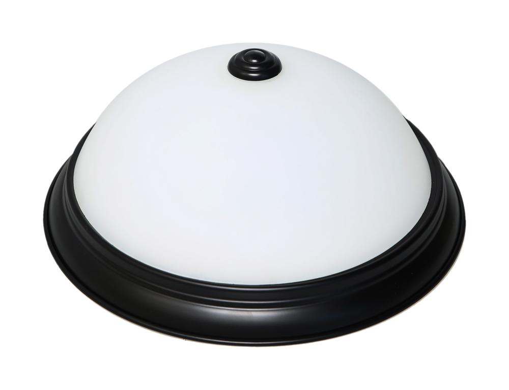 11&#34; LED Flush Dome Fixture; Mahogany Bronze Finish with Frosted Glass