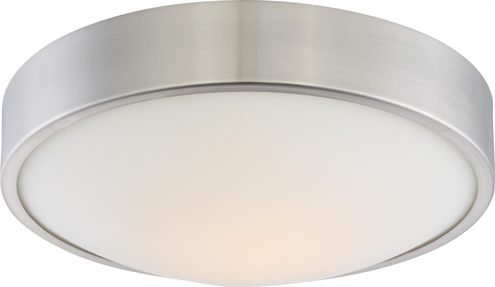 Perk - 13&#39;&#39; LED Flush with White Glass - Brushed Nickel Finish