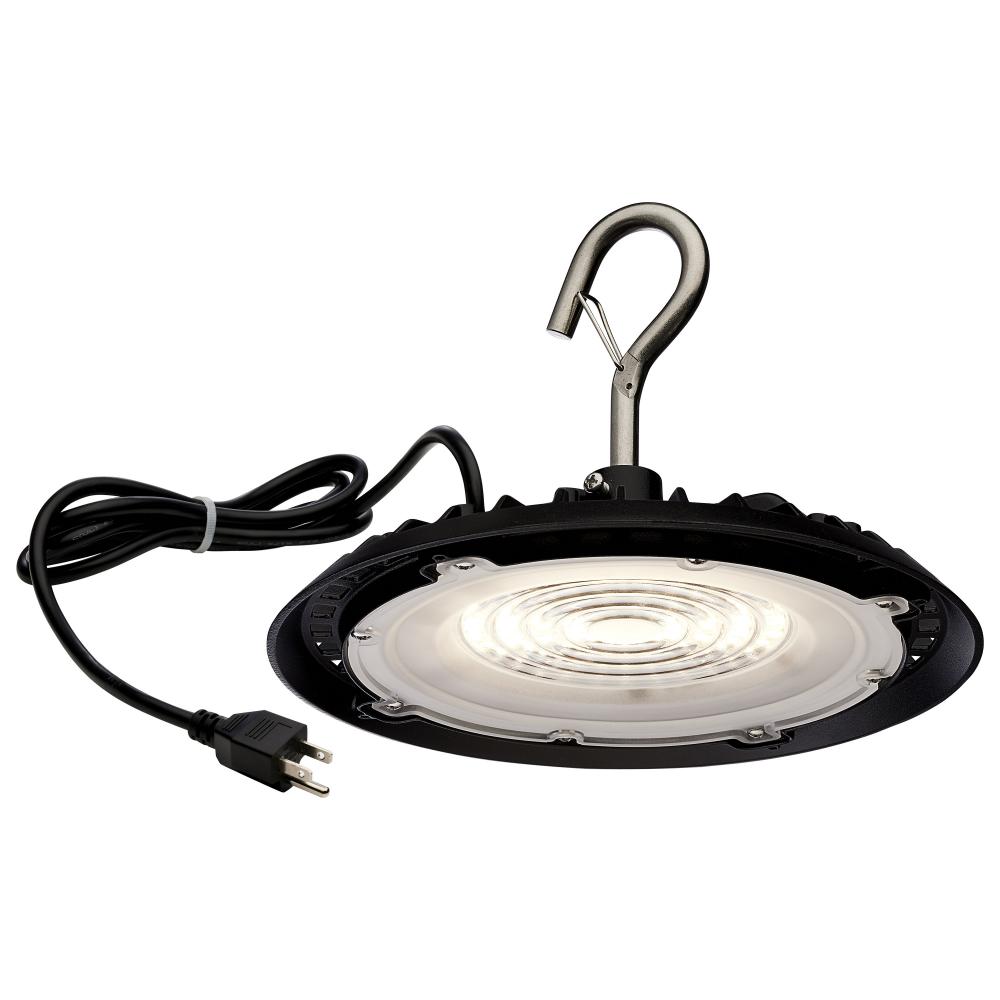 60 Watt; Hi-Pro Shop Light with Plug; 8&#34; Dia.; 5000K; Black Finish; 120 Volt