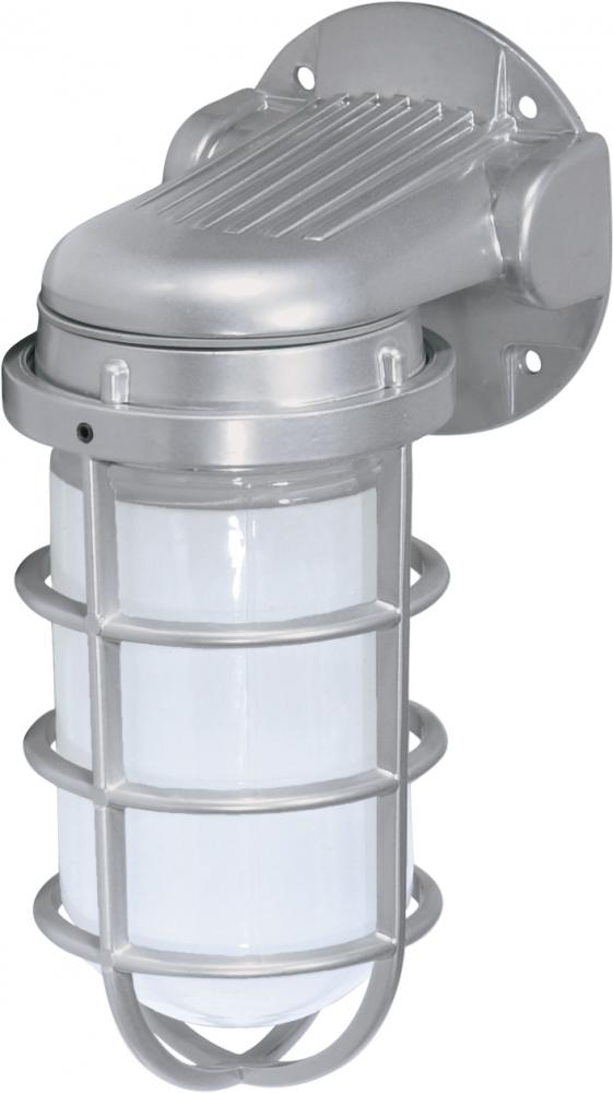 1 Light - 10&#39;&#39; Vapor Proof - Wall Mount with Frosted Glass - Metallic Silver Finish