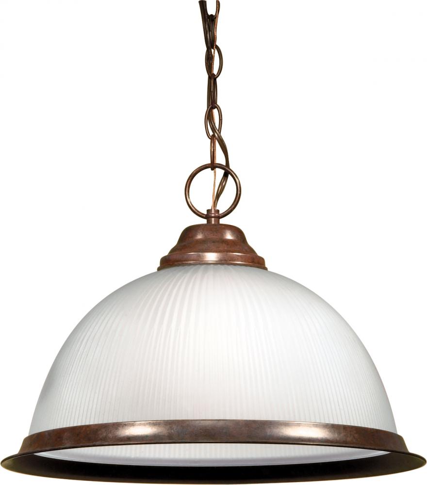 1 Light - 15&#34; Pendant with Frosted Prismatic Glass - Old Bronze Finish