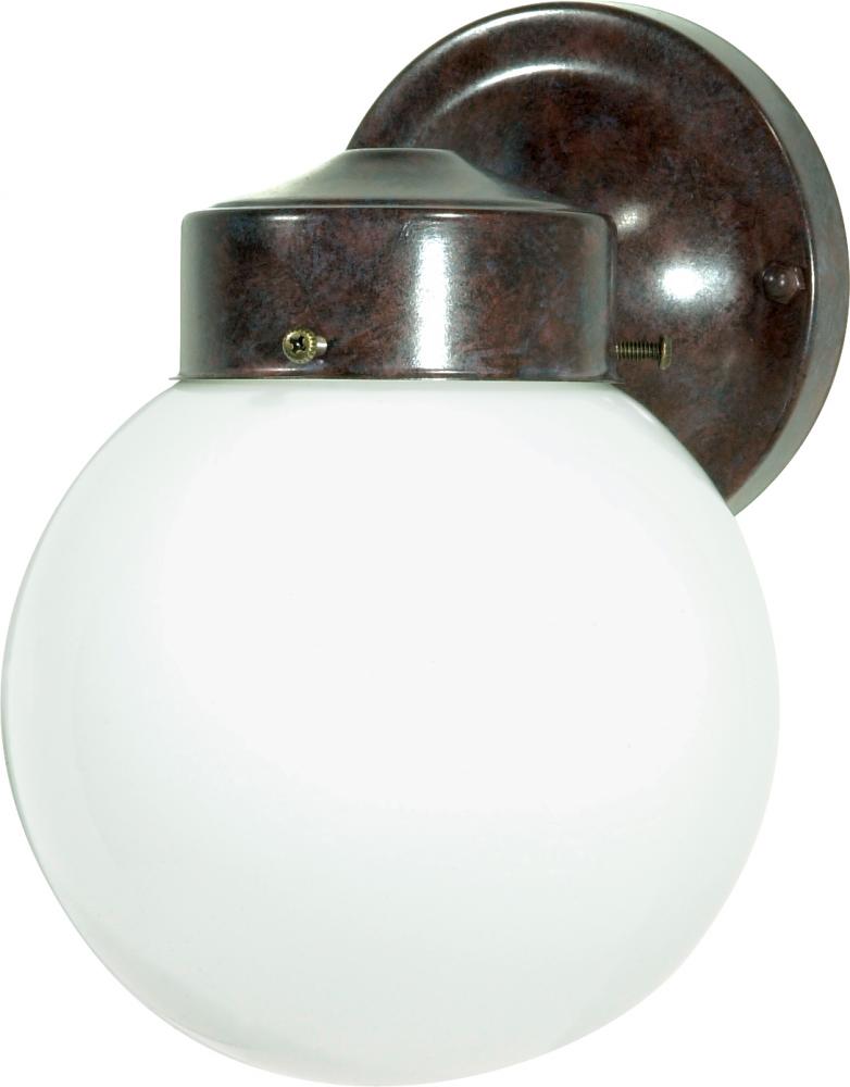 1 Light - 6&#34; Outdoor Wall with White Globe - Old Bronze Finish