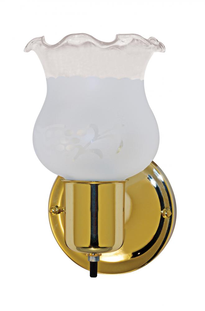 1 Light - 5&#34; Vanity with Frosted Grape Glass and On-Off Switch - Polished Brass Finish