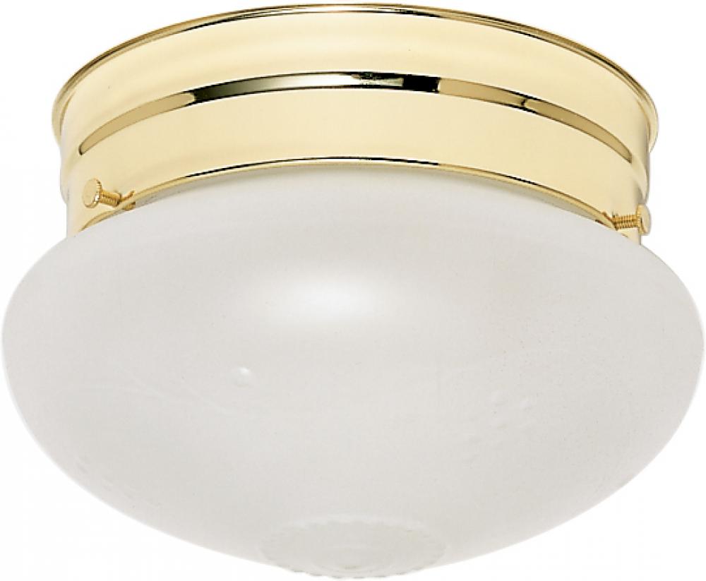 1 Light - 6&#34; Flush with Frosted Grape Glass - Polished Brass Finish
