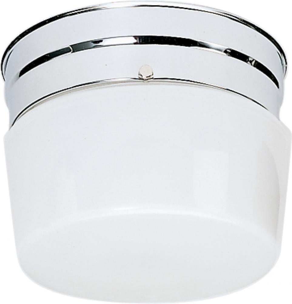 1 Light - 6&#34; Flush with White Glass - Polished Chrome Finish